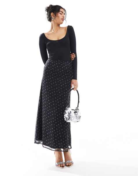 Miss Selfridge – Maxirock mit Blumenmuster und Rock mit Bias-Cut - view 1