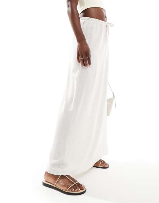 Miss Selfridge - Maxirok met linnenlook in naturel, 4 van 5