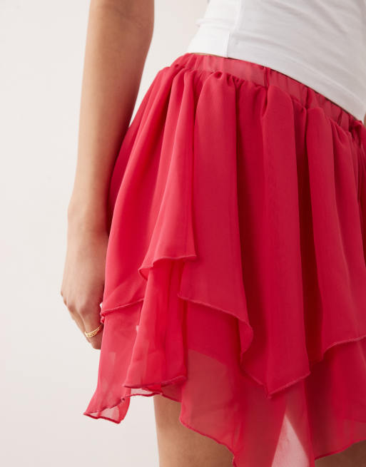 Miss Selfridge – Mehrlagiger Minirock in Rot, 4 von 5