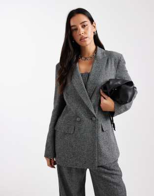 Miss Selfridge - Melierter Oversize-Blazer, Kombiteil-Grau