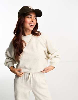 Miss Selfridge - Meliertes Sweatshirt in creme mit Ziernaht, Kombiteil-Neutral