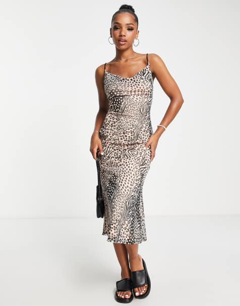 Miss Selfridge - Mesh midi jurk in dierenprint - view 1