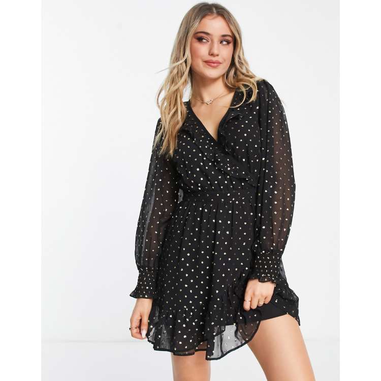 Miss selfridge black on sale polka dot dress