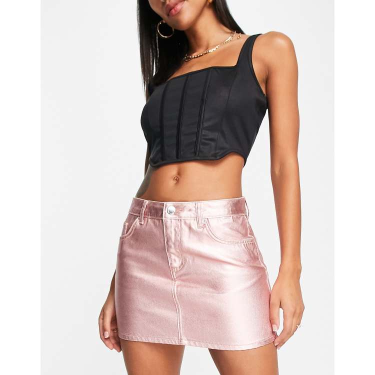 Pink metallic shop mini skirt