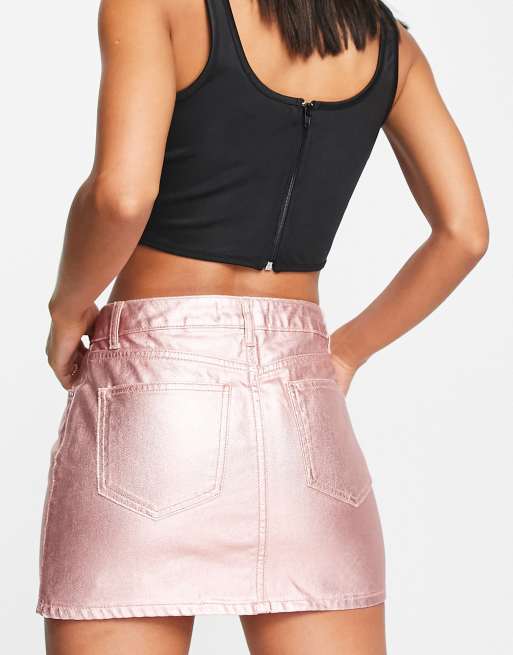 Pink metallic 2024 denim skirt