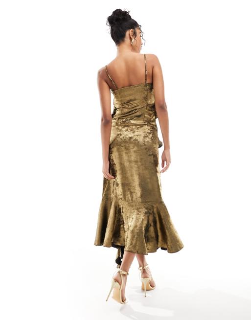 Gold maxi slip dress hotsell