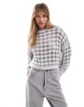 [Miss Selfridge] Miss Selfridge metallic stripe jumper in grey marl with silver XS SILVER