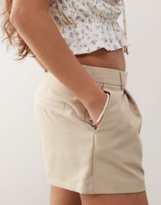 Miss Selfridge micro shorts in light brown, 5 of 5