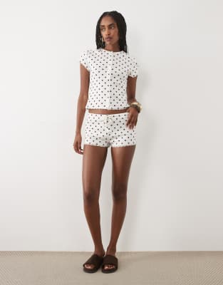 Miss Selfridge Micro Shorts With Lace Trim In White