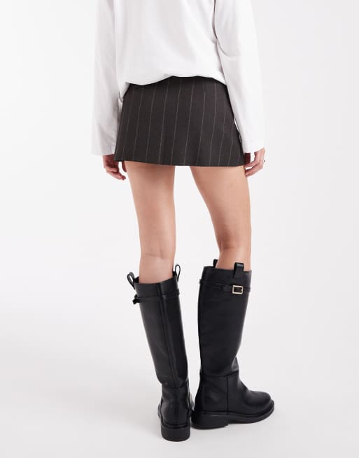 Miss Selfridge - Microgonna pantalone sartoriale spazzolata grigia gessata in coordinato, 5 di 5