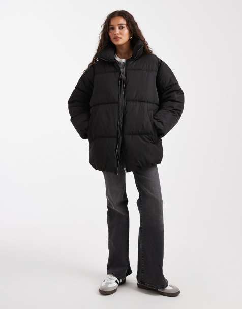Miss Selfridge mid length puffer in black