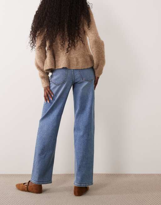 Miss Selfridge mid rise straight leg jeans in mid-blue, 2 of 5