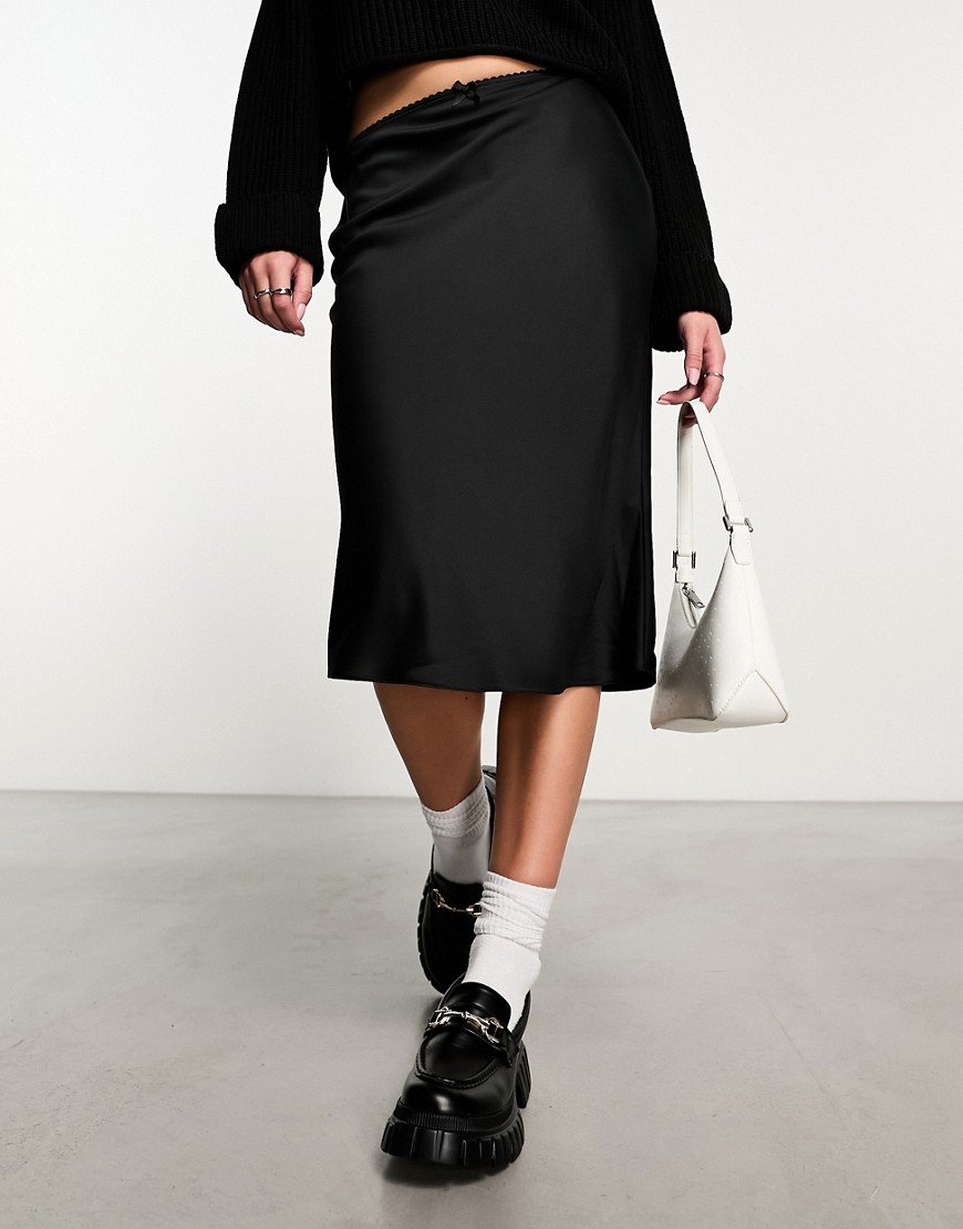 Miss Selfridge Midi Bias Cut Skirt In Black
