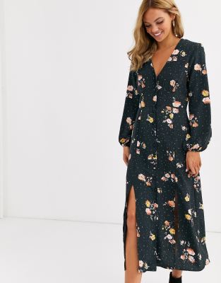 asos black floral dress