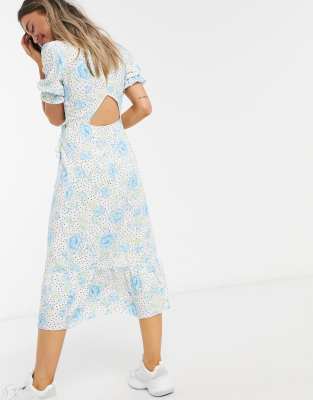 miss selfridge blue floral midi dress