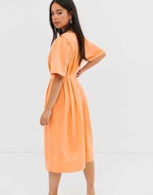 orange dress with buttons