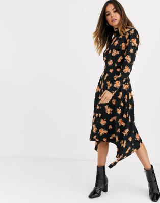 Miss Selfridge midi dress with high 