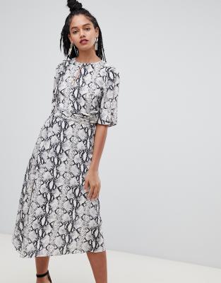 midi snake print dress