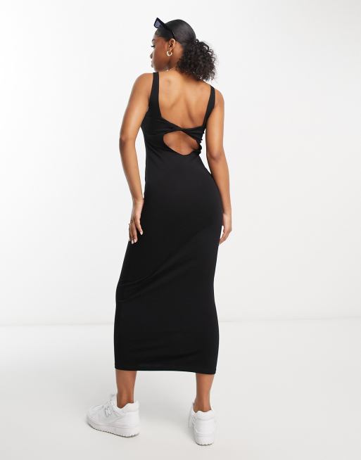 Miss Selfridge - Midi jurk met open, gedraaide achterkant in zwart 