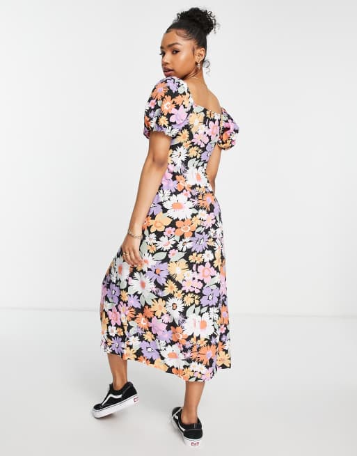 Miss Selfridge - Midi-jurk met pofmouwen en oversized bloemenprint , 2 van 4