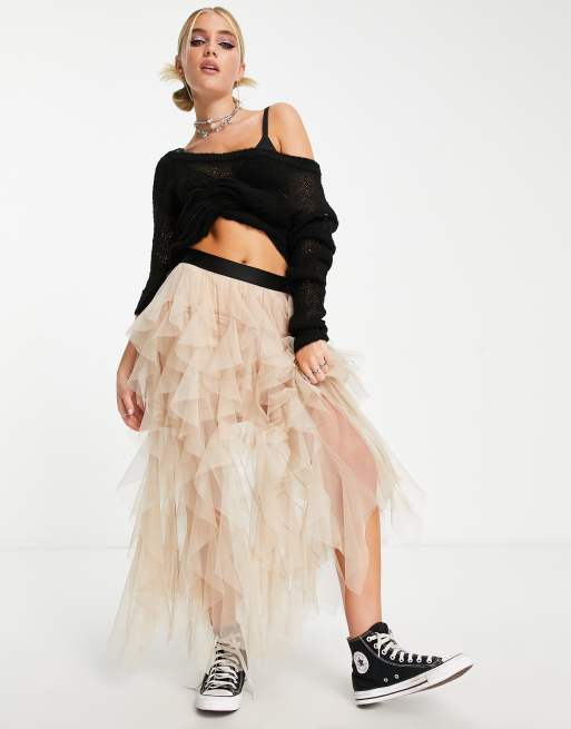 Midi rok met ruches hot sale