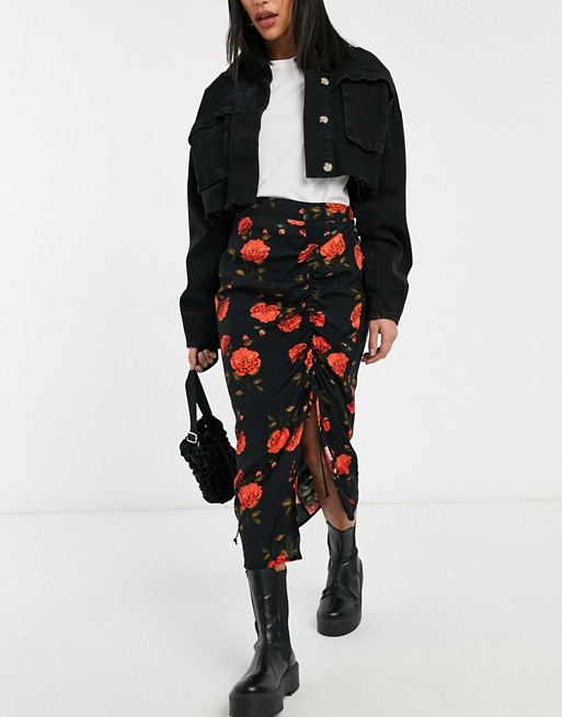 Miss Selfridge midi skirt in bloom floral