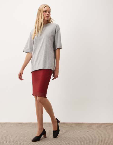 Miss Selfridge midi skirt in burgundy and red polka dot - view 1