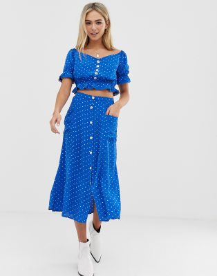 miss selfridge polka dot skirt