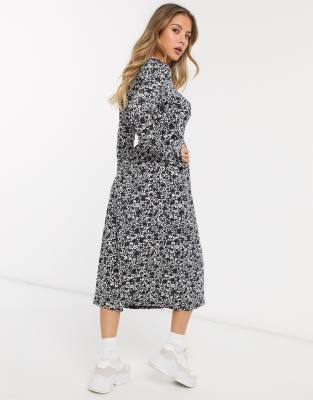 black midi swing dress