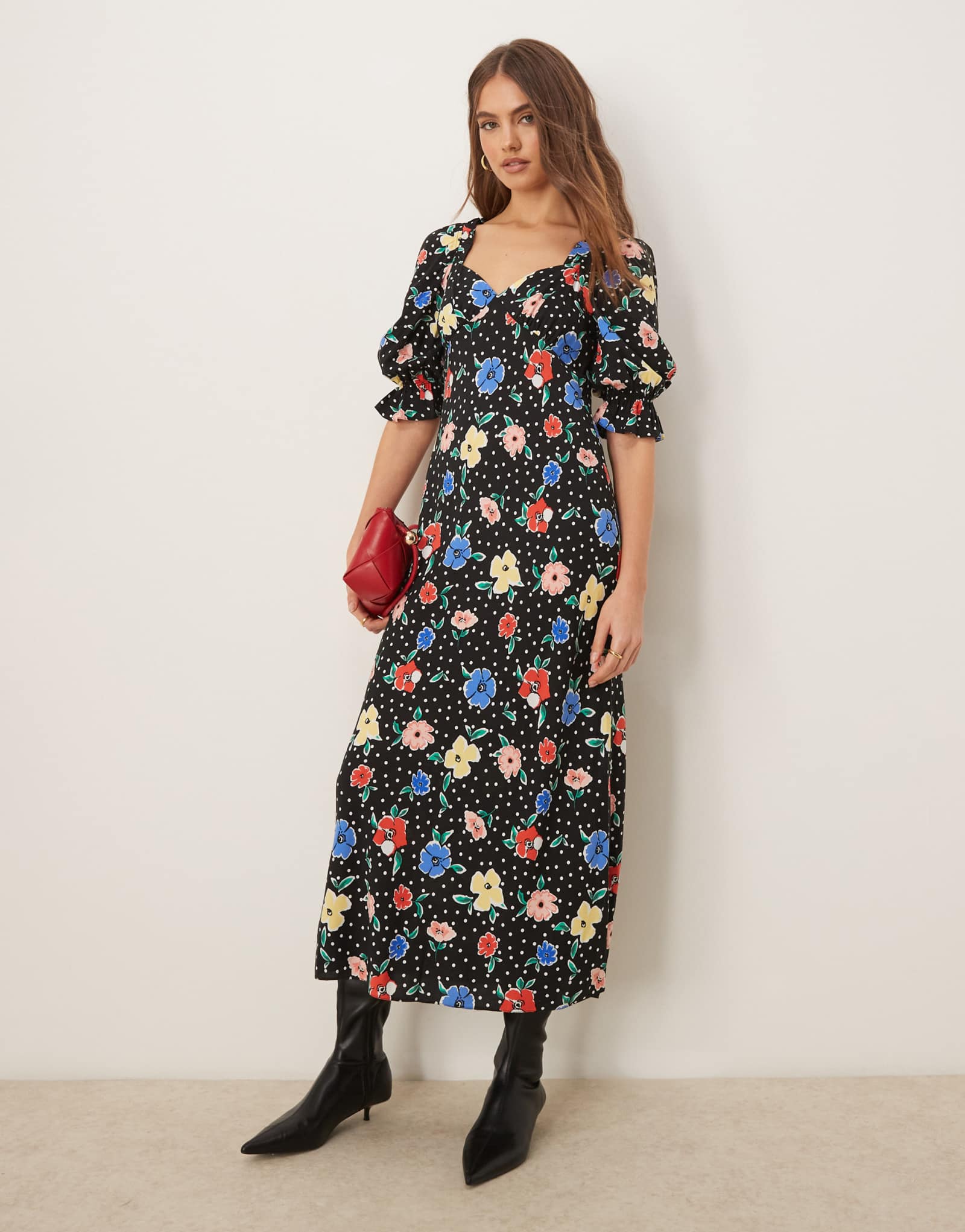 Чайное платье миди Miss Selfridge с цветочным принтом