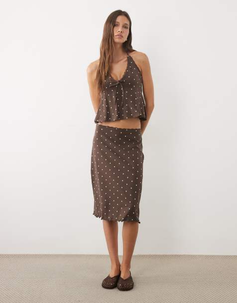 Miss Selfridge - Midirok met kanten rand en stippen - view 1