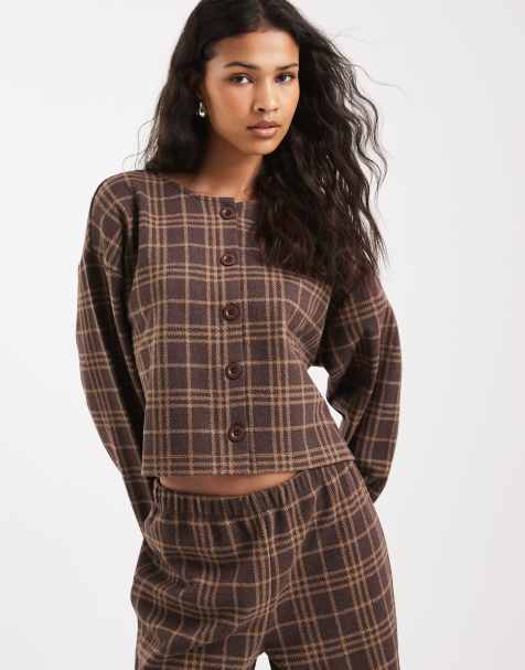 Miss Selfridge – Miękki prążkowany kardigan w kratkę - view 1