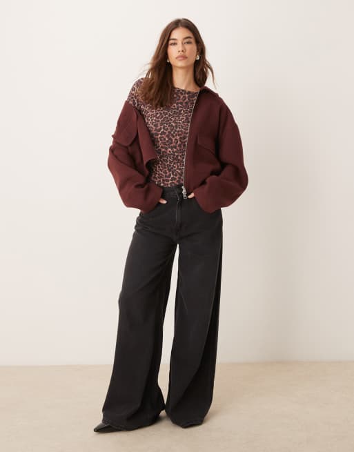 Miss Selfridge – Miękki top w cętki z długim rękawem, 4 z 4