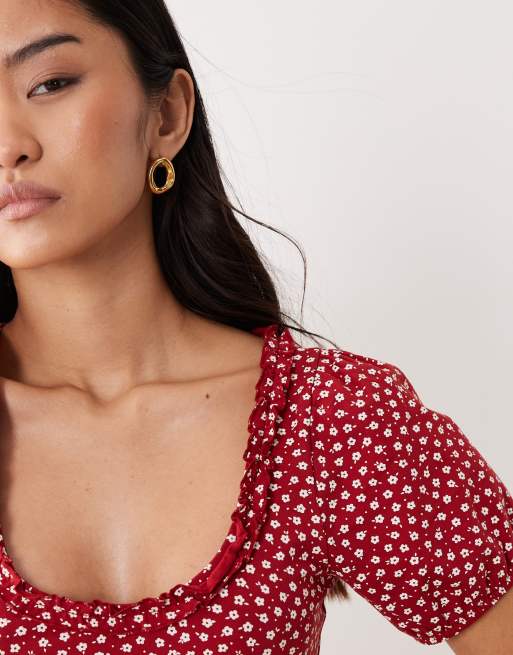 Miss Selfridge – Milchmädchen-Kleid mit Blümchenmuster und Rüschendetail, 3 von 4