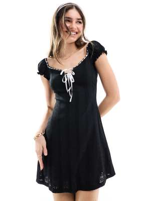 Miss Selfridge milkmaid dress in black