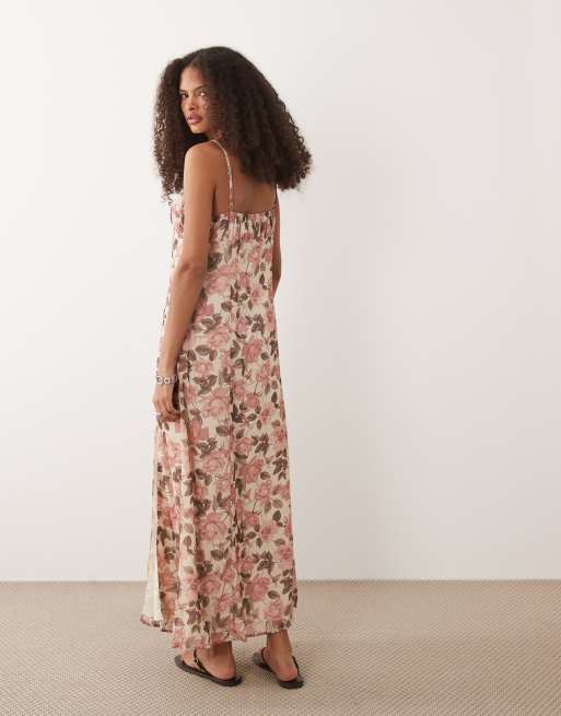 Miss Selfridge milkmaid maxi dress in floral print, 3 of 4