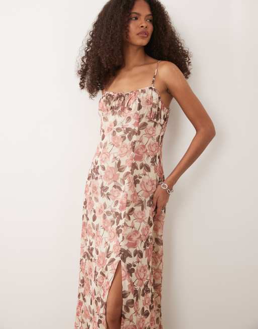 Miss Selfridge milkmaid maxi dress in floral print, 4 of 4
