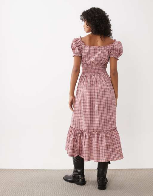 Miss Selfridge milkmaid maxikjole med tern, 4 af 4