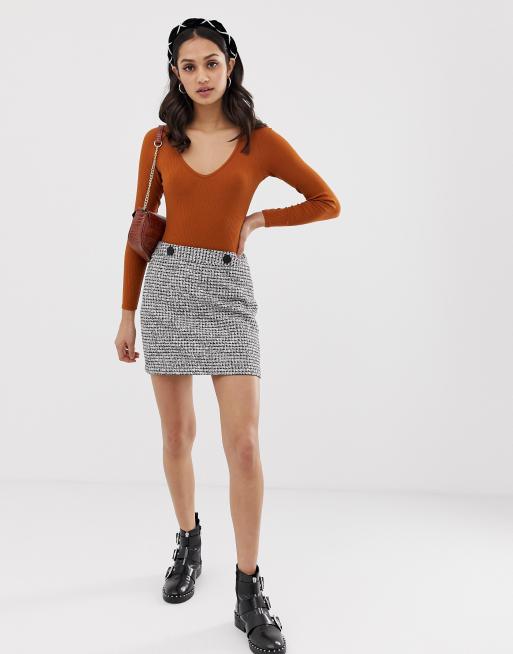 Miss Selfridge mini a line skirt in boucle check
