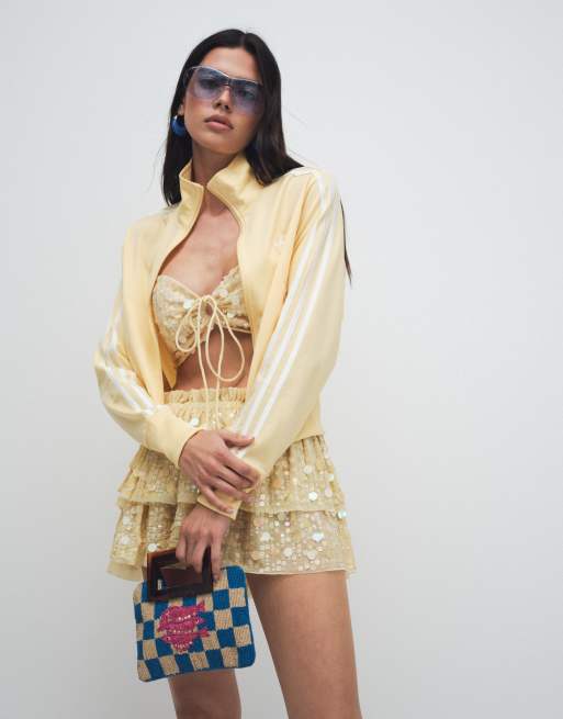 Miss Selfridge - Mini-jupe de plage de qualité supérieure à volants et sequins - Beurre, 5 de 9