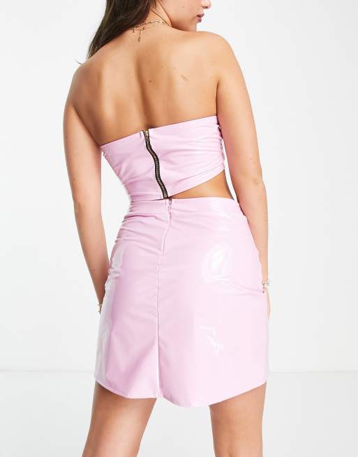 Miss Selfridge Mini jupe trapeze en vinyle Rose pale ASOS