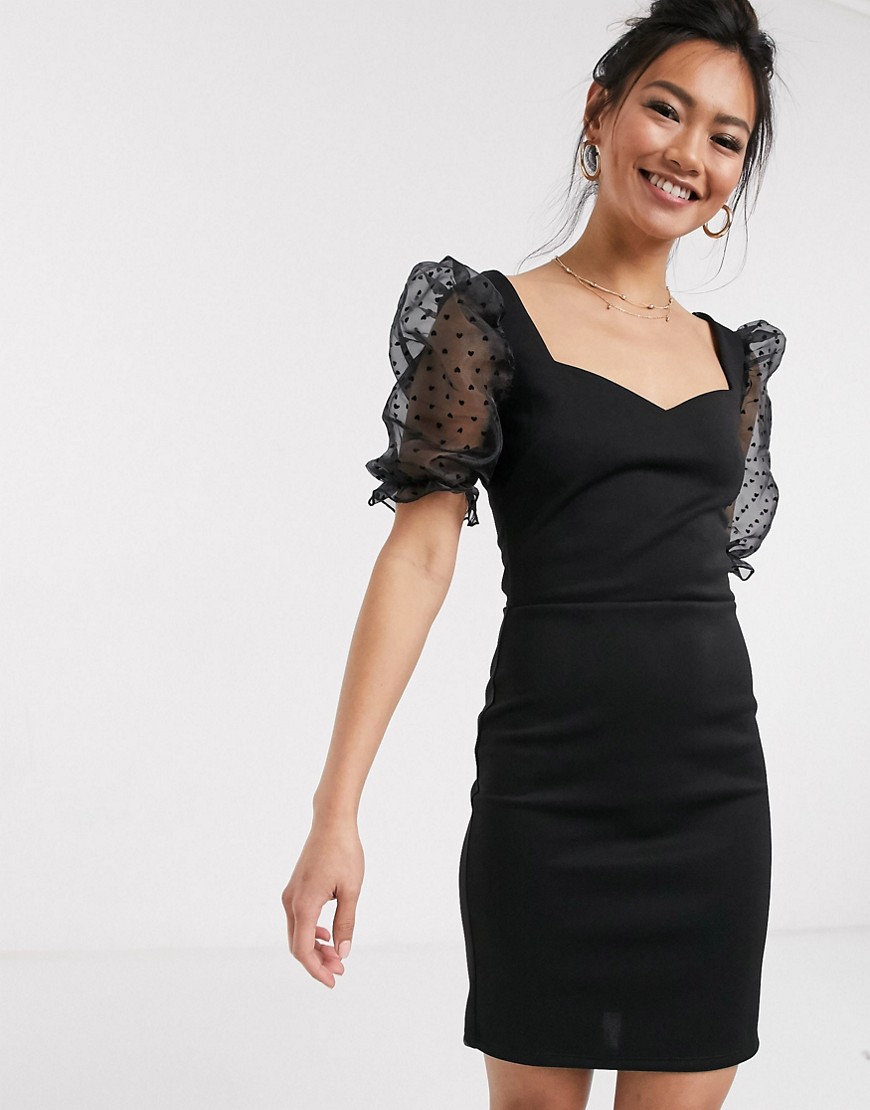 Miss Selfridge - Mini-jurk met oversized mouwen in zwart