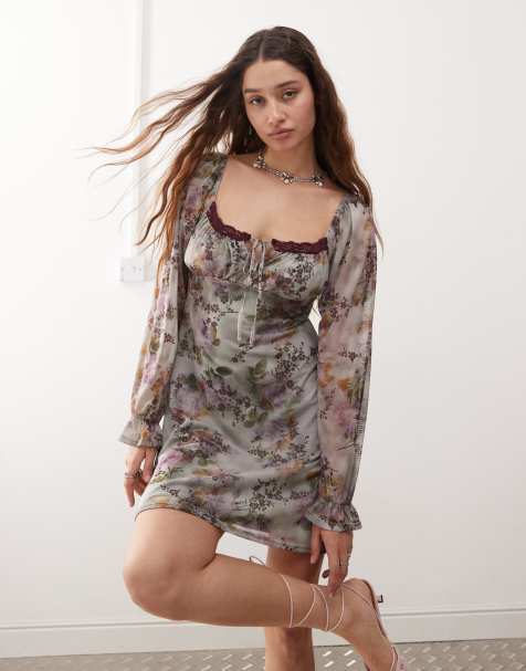 Miss Selfridge - Mini jurk met strikdetail en bloemenprint - view 1