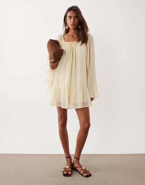 Miss Selfridge - Mini jurk van chiffon in lichtgeel - view 1