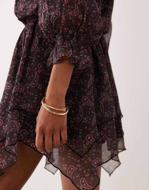Miss Selfridge - Mini-jurk van chiffon met ruches en paisley motief, 4 van 4