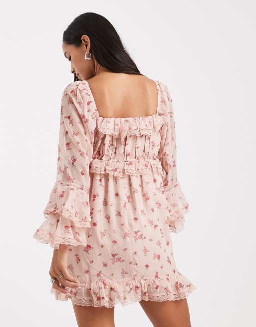 Miss Selfridge - Mini jurk van chiffon met ruches, 4 van 4