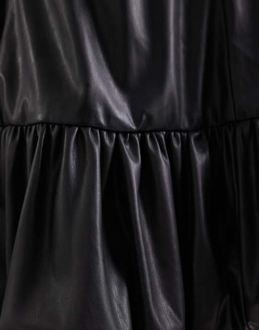 Miss Selfridge - Mini-jurk van imitatieleer met bolle zoom, 3 van 4