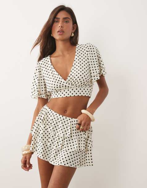 Miss Selfridge mini rara skort in polka dot (part of a set) - view 1