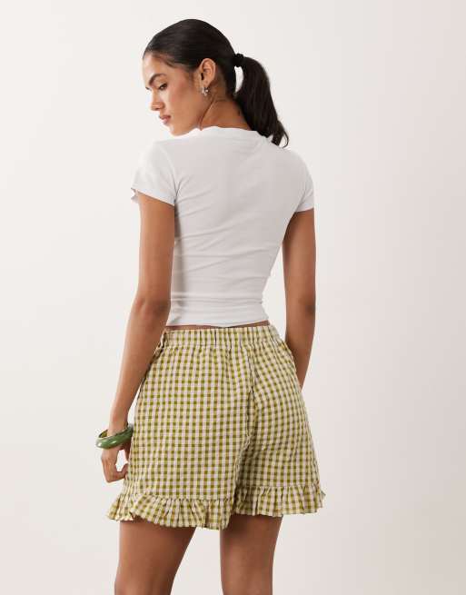 Miss Selfridge - Mini short volanté d'ensemble à carreaux vichy - Sauge, 2 de 5