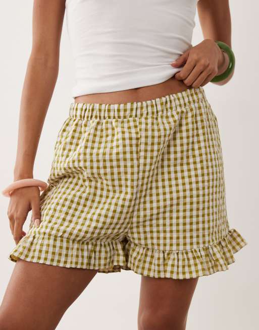 Miss Selfridge - Mini short volanté d'ensemble à carreaux vichy - Sauge, 5 de 5